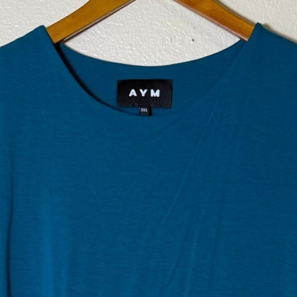 AYM Women Shift Dress 3XL Teal Blue Sleeveless Bamboo Cotton Sustainable Minimal - Picture 3 of 11